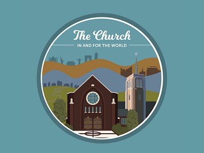 Church Seminar Logo chattanooga church flat layers light sanctuary seminar shadow steeple tennessee vector world