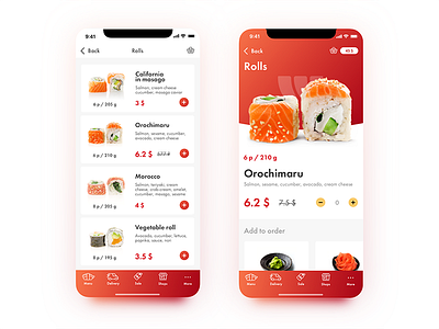 Food App app iphonex mobile sushi ui ux