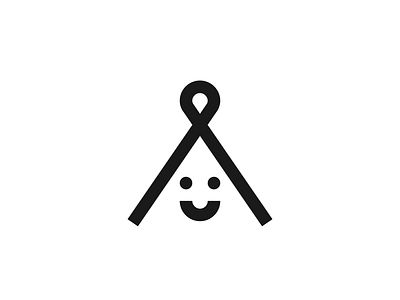 Logo for Happy Campers branding camping cute face happy icon line logo outdoors simple smile symbol