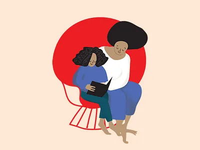 Reading Time books ethnic illustration mom mother reading spot illustration women