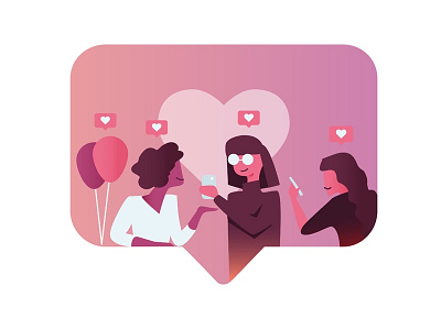 Illustration in progress for a dating app onboarding dating illustration onboarding