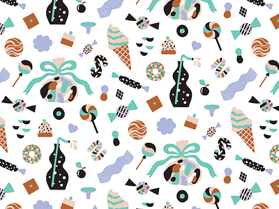 Candy Day candy colorful flat color food illustration fun happy illustration leena kisonen pattern pattern design sweet