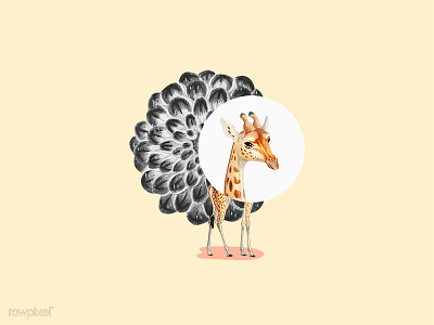 my little giraffe animals collage flowers illustration