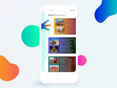 UI for showing results description gradients interface mobile application places results search ui