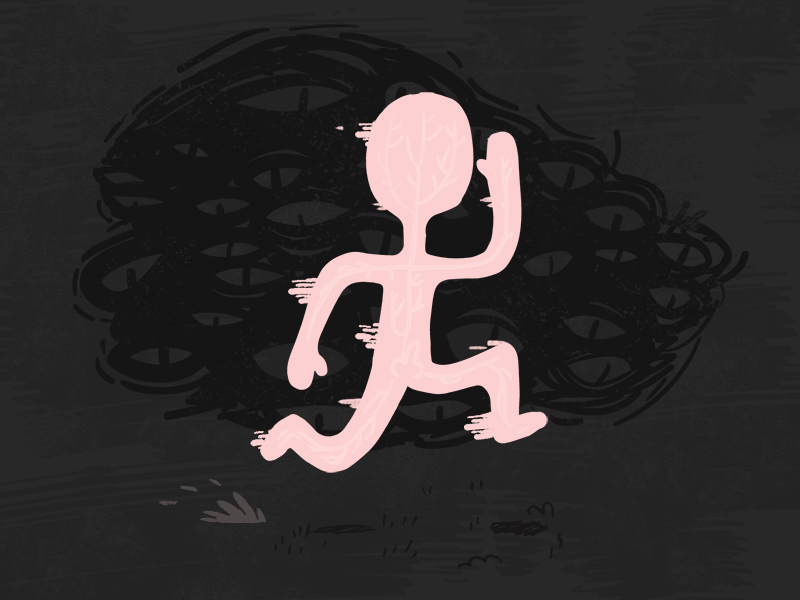 Naked exposed eyes insides naked run shapes