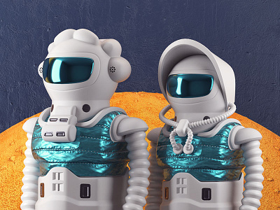 First Settlers 3d 3dillustration c4d illustration mars settlers space suits