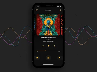 Music Player app challenge daily design minimal mobile music spacedchallenge ui ux
