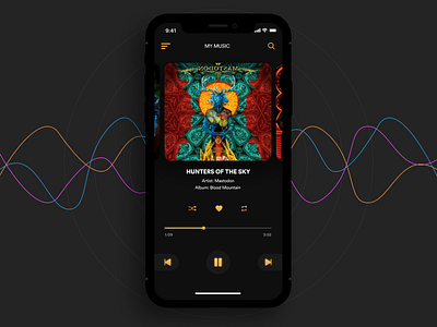 Music Player app challenge daily design minimal mobile music spacedchallenge ui ux