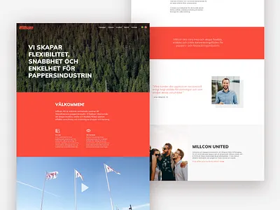 Millcon hero image industry muli muli font paper red sections trees video web website website redesign
