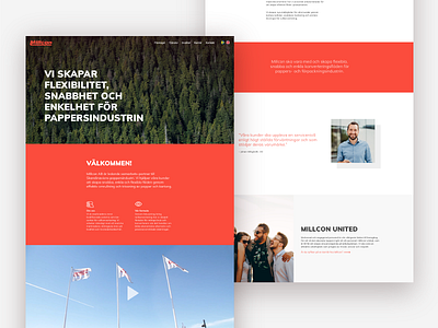 Millcon hero image industry muli muli font paper red sections trees video web website website redesign