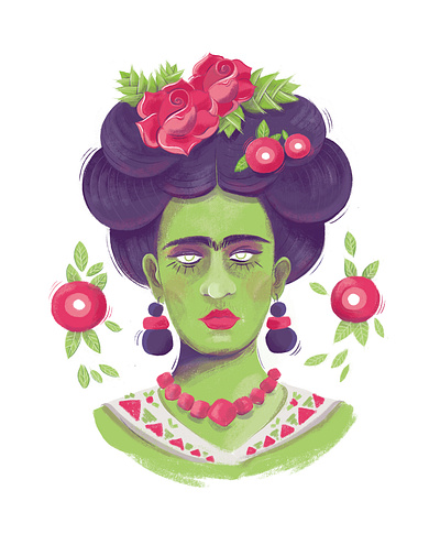 Zombie Frida Kahlo drawing feminism frida illustration kahlo mexico painting purple violet wacom woman zombie