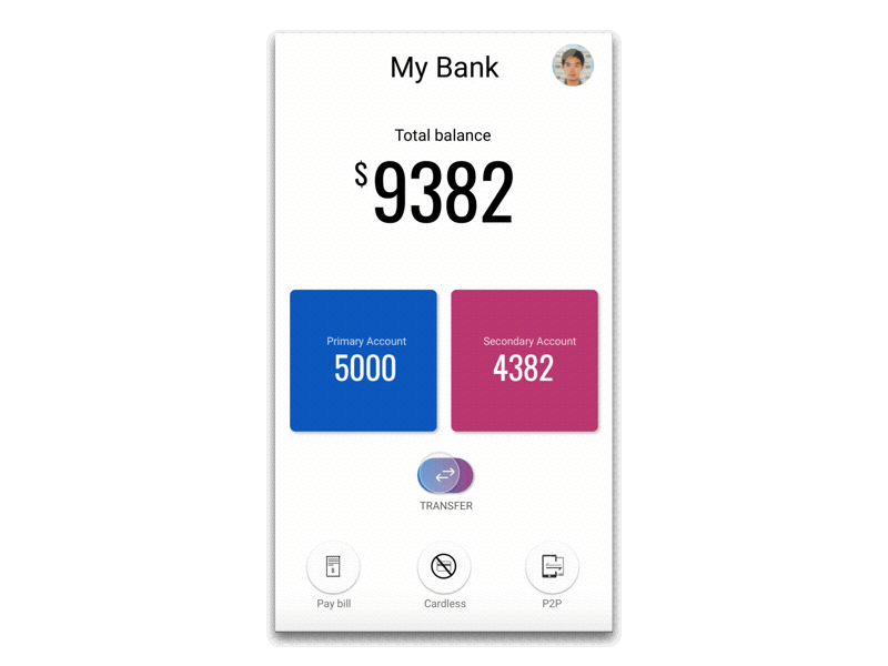 Banking app animation banking app interaction design ios ui