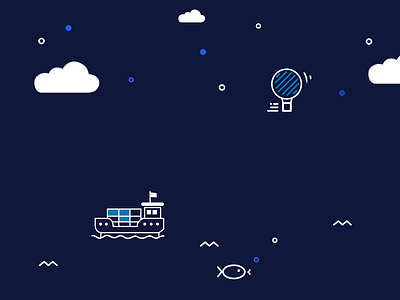 Sea fish icons illustration sea ship