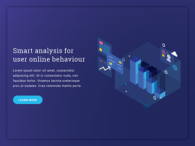 Analytics home page 3d analytics banner cloud connection homepage interface isometric landing page online payment technology