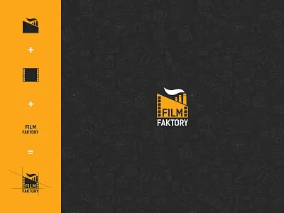 Film Faktory Logo cinema factory film film reel garage movie reel smoke yellow