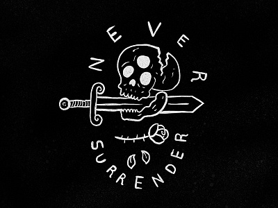 Never Surrender crest never surrender rose skull sword third eye