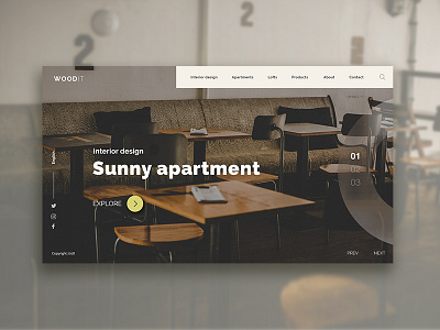 Interior design desktop interface landing page simple ui ux web webdesign