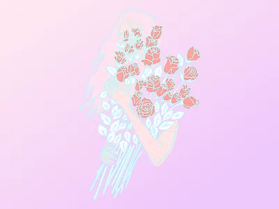 Girl with Roses female girl gradient portrait roses