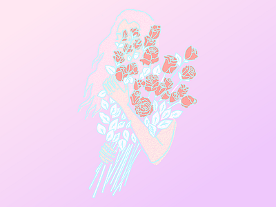 Girl with Roses female girl gradient portrait roses