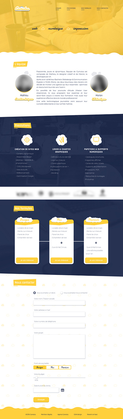 Agence Cumulus - website homepage agency cumulus homepage web design