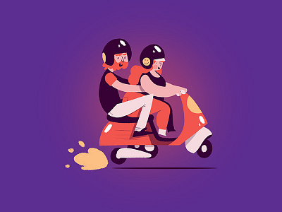 Scooter lovers brand design drawing illustration photoshop purple renaud lavency rider scooter speed top vespa