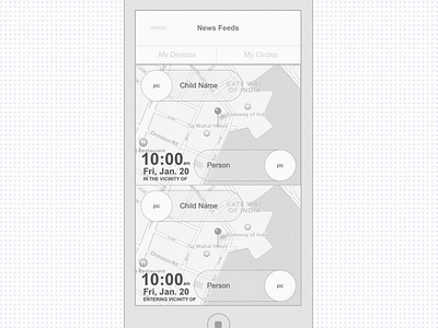 Child Tracker dashboard iot tracker ui ux wireframe