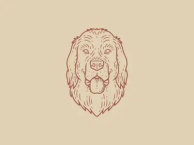 Newfoundland badge branding dog drawing hand drawn illustration line work logo newfoundland patch
