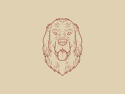 Newfoundland badge branding dog drawing hand drawn illustration line work logo newfoundland patch