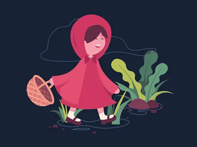 Red flower forest illustration pattern red