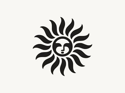 Sun face illustration logo negative space sun symbol