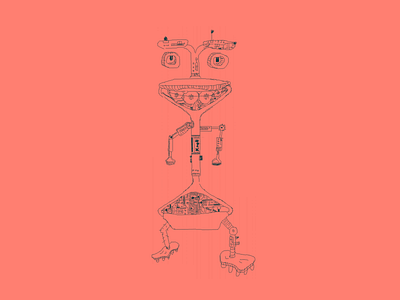 HiLo-Tron box clever bxclvr character drawing illustration knoll march of robots perch robot