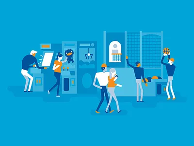 Family Entertainment Center character design entertainment explainer illustration minimal vector