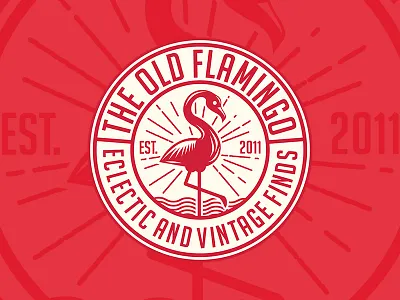 The Old Flamingo badge circle design flamingo funiture logo vintage
