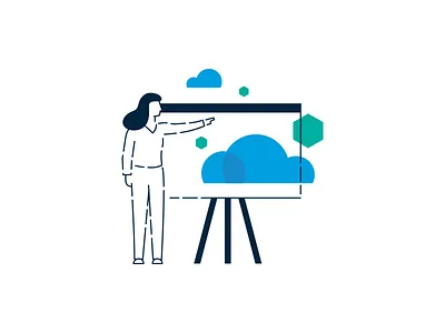 Cloud-Native Workshop Illustration board cloud dashed education illustration instruction line teaching website whiteboard woman workshop