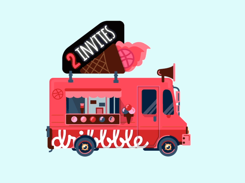 2 Dribbble invitations + 2 ice cream animation dribbble dribbbleinvites ice cream invitations invite invites portfolio send