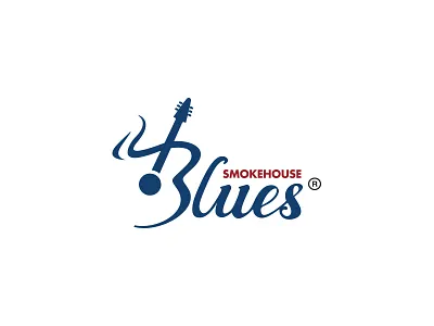 Blues Smoke House Logo / Guitar / Logo Design symbol blues guitar music logomark branding process web invite clean icon minimal idea color clever illustration smart visual creative logos negative space custom font brand mark book good best freelance logotype inspiration logo design symbol portfolio type company style simple identity designer agency