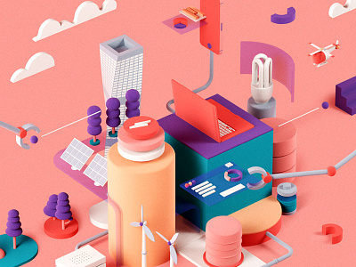 Energy & Environment c4d editorial illustration