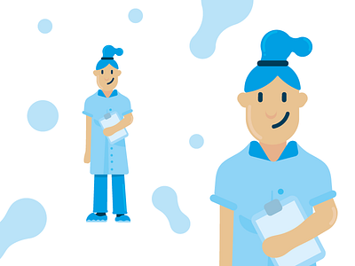 Water Characters: nurse ballon blue bubble characters illustration people rounded vector water woman