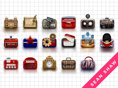 British style mobile phone icon design icon prototype ui