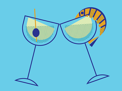 Cocktails champagne cocktail drinks icon illustration party pattern shrimp vector