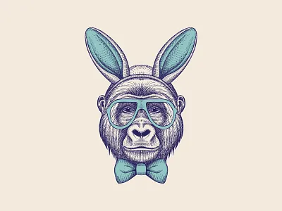 Photo Booth Gorilla :) animal bunny bunnyears gorilla illustration photobooth