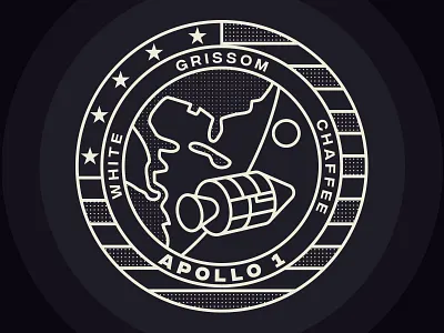 Apollo - Mission Patch Apollo 1 apollo icon illustration lineart moon rockets saturn space