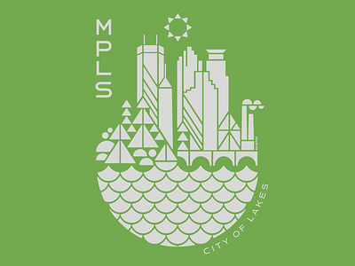 MPLS / City of Lakes city geometric illustration lakes minneapolis minnesota silkscreen skyline t shirt art