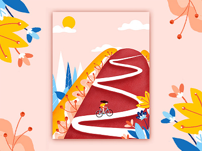 In the hot dog mountain art biking color dog hot illustration poster