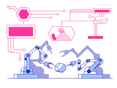 Meeple! - Smart Factory Expanded construction factory fill hex line machine manufacturing meeple people stroke vector