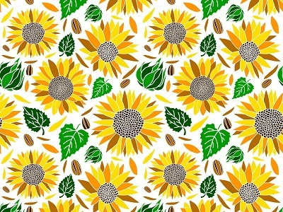 Vector Sun Flower Seamless Pattern Isolated In White Backgroundr fabric pattern seamless surface