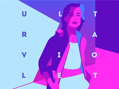 Ultraviolet flat girl light neon portrait poster ulrtaviolet uv vector