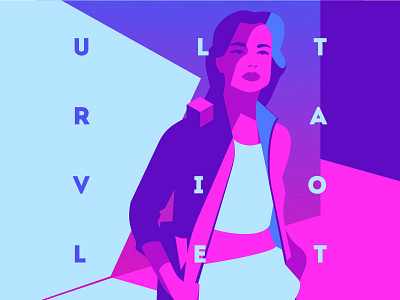 Ultraviolet flat girl light neon portrait poster ulrtaviolet uv vector