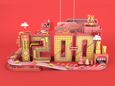 1200 3d 3dillustration c4d 几何 塑料 插图 机