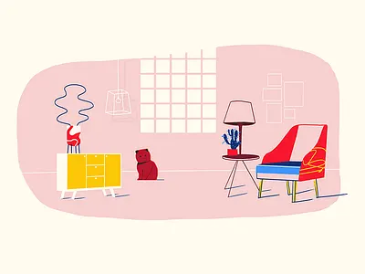 Room color doodle house illustration line room style frame